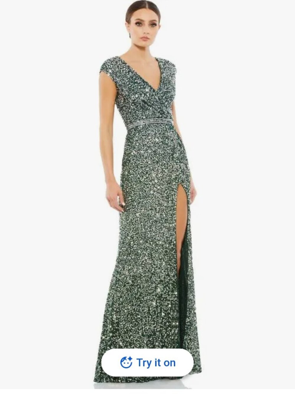 Mac Duggal Cap Sleeve Evening Gown: Forest Green 5489/SZ 6: New With Tags